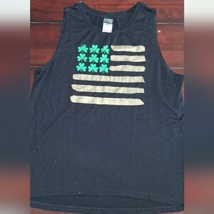 Black Tank Top with Green and Gold Design